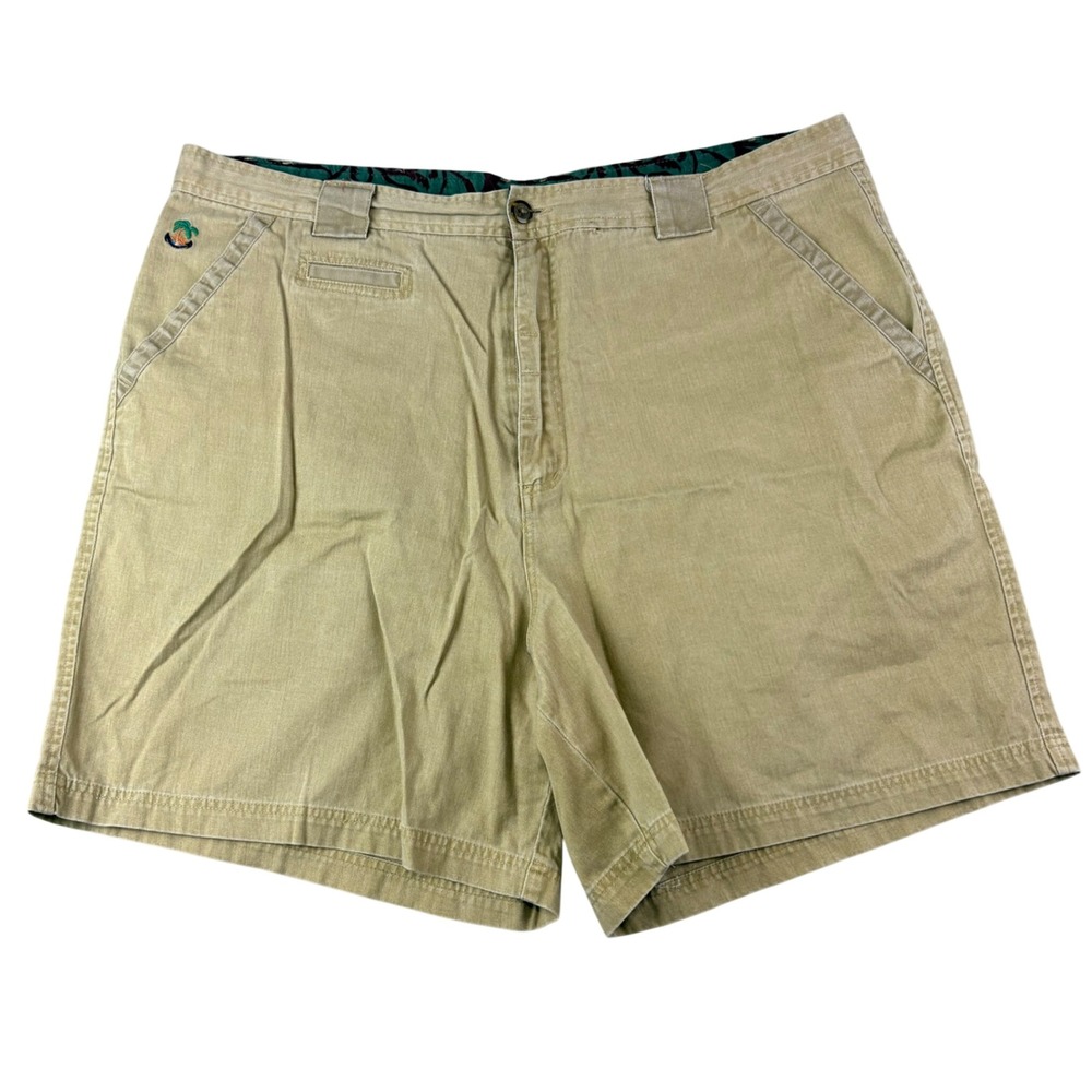 Pussers West Indies Mens 42 Khaki Shorts Cotton Caribbean Palm Tree Nautical VTG